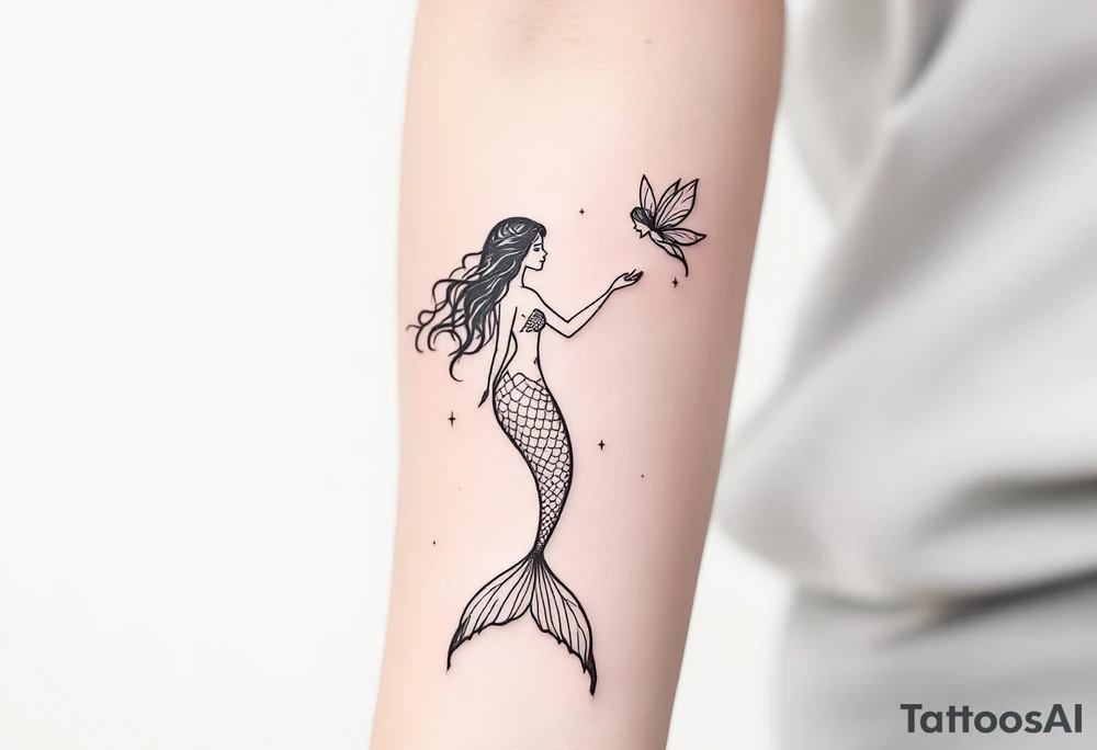 mermaid and fairy small tattoo idea