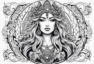 Aquarius goddess with water surrounding it in a tribal design tattoo idea