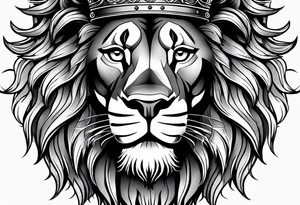 lion with crown on the head and sparkling eyes tattoo idea