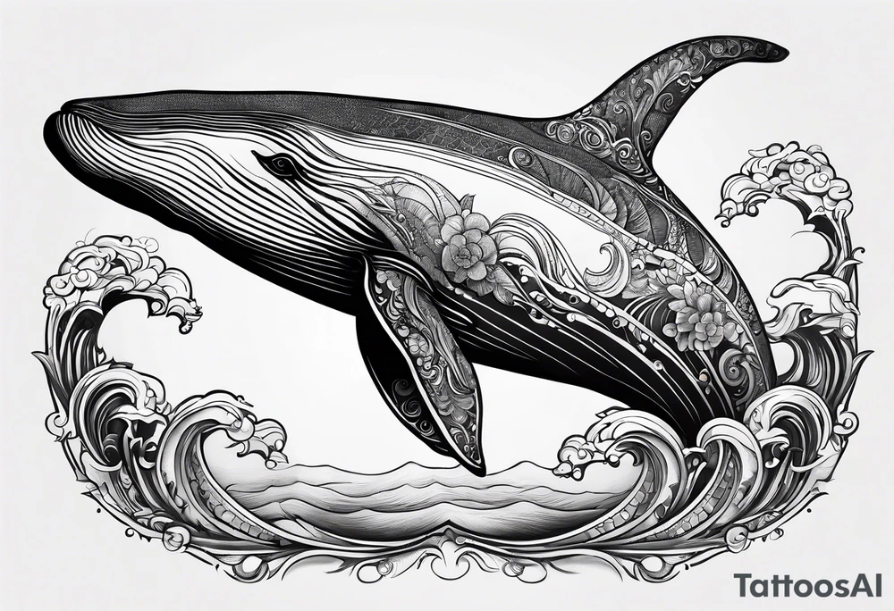 A great whale and the number 3 tattoo idea