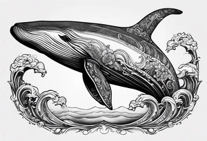 A great whale and the number 3 tattoo idea