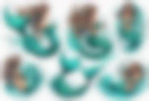 a large turquoise mermaid swimming in the sea surrounded by crashing waves tattoo idea