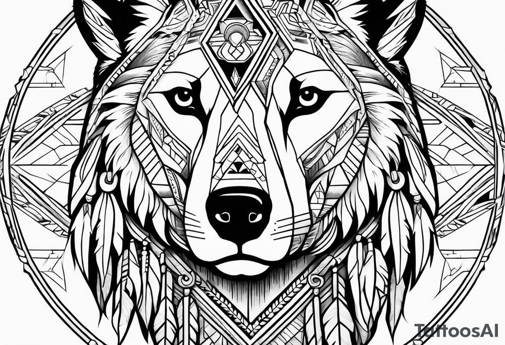 Cree tribe inspired tattoo with a bear a cayote tattoo idea