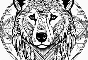 Cree tribe inspired tattoo with a bear a cayote tattoo idea