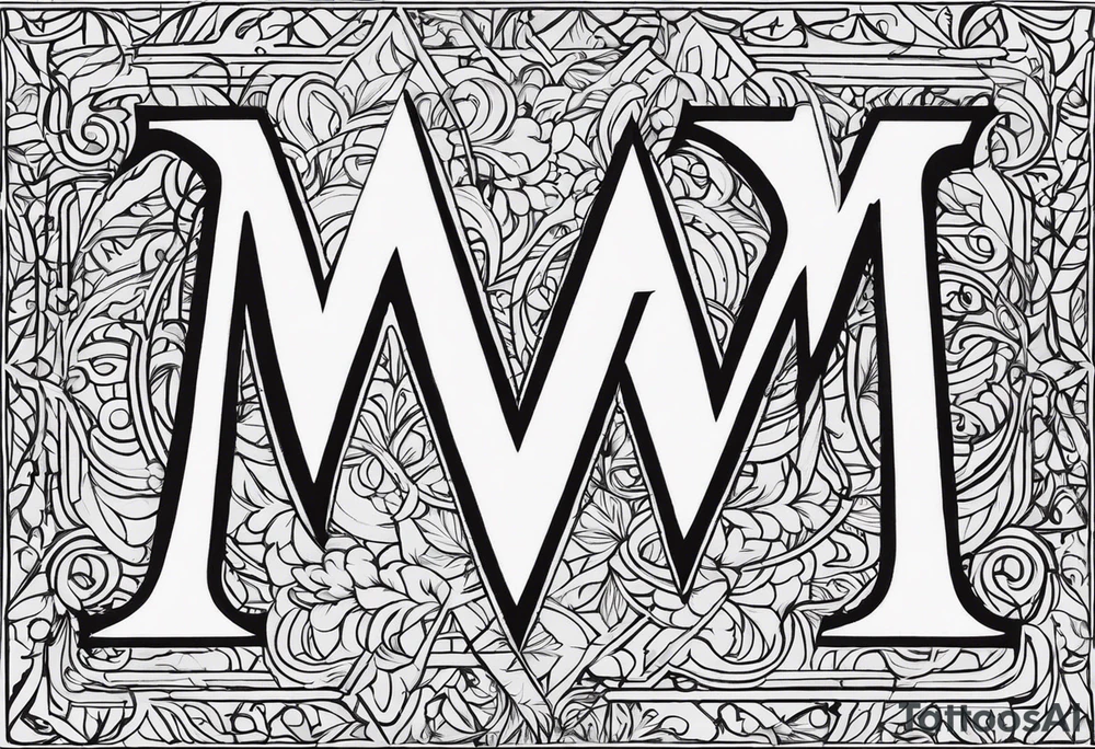 Draw the initials M.H. & M.E.  accompanied by the writing simul in aeternum tattoo idea
