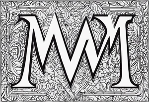 Draw the initials M.H. & M.E.  accompanied by the writing simul in aeternum tattoo idea