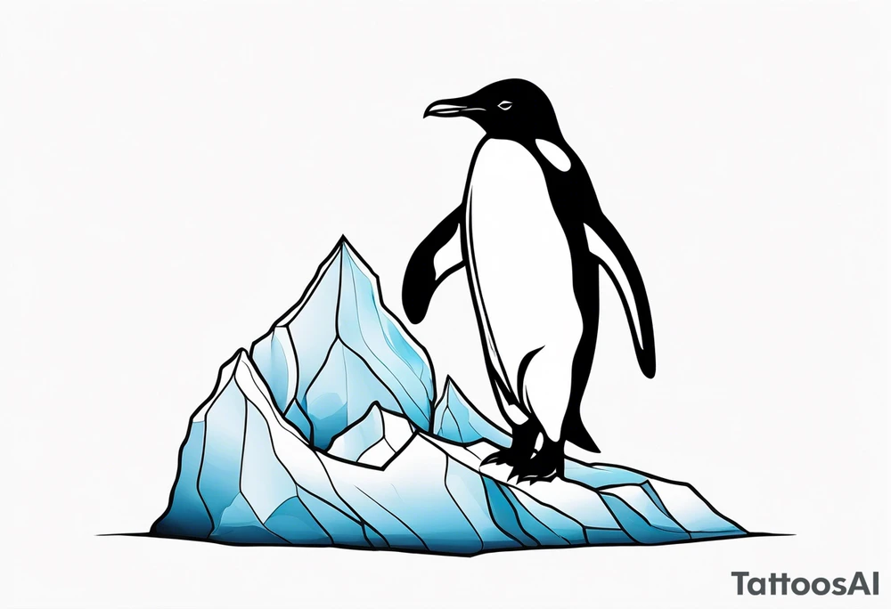 penguin standing on small iceburg tattoo idea
