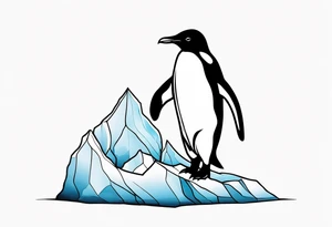 penguin standing on small iceburg tattoo idea