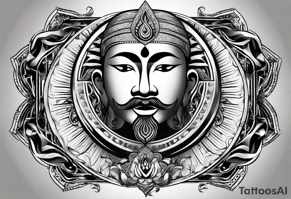 mens throat tattoo with sunrays and om on neck tattoo idea