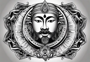mens throat tattoo with sunrays and om on neck tattoo idea