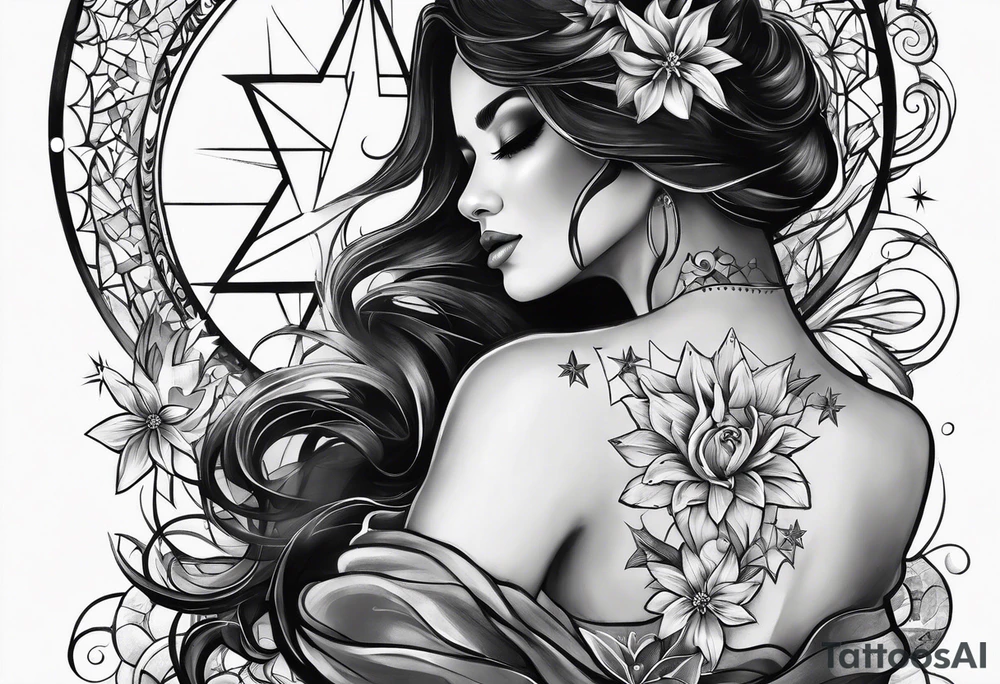 A woman painting the stars tattoo idea