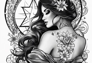 A woman painting the stars tattoo idea