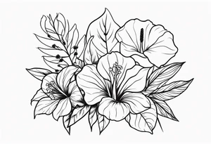 Bouquet of Flowers with anthurium and carnation tattoo idea