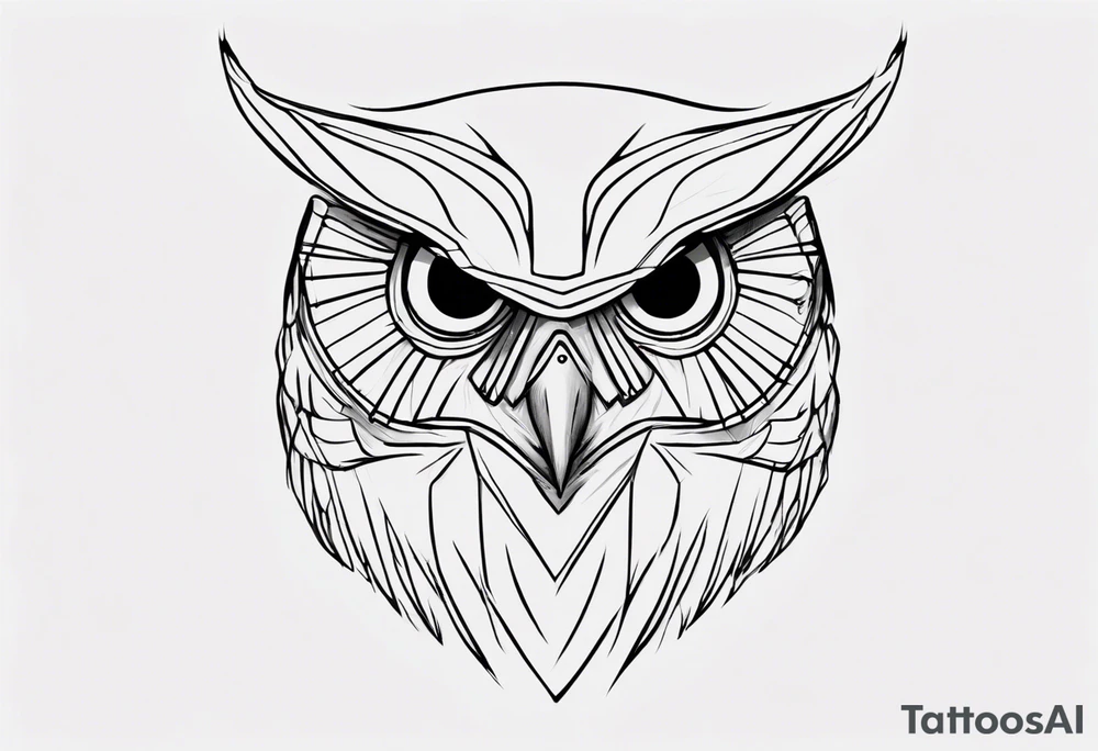 create one-line art of a owl head. the line has to start at the buttom and be finished at the top. Has to be simplistic and be one-line that is connected tattoo idea