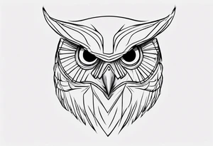 create one-line art of a owl head. the line has to start at the buttom and be finished at the top. Has to be simplistic and be one-line that is connected tattoo idea