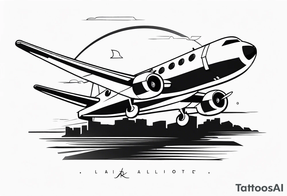 Airplane with roman date tattoo idea