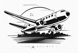 Airplane with roman date tattoo idea