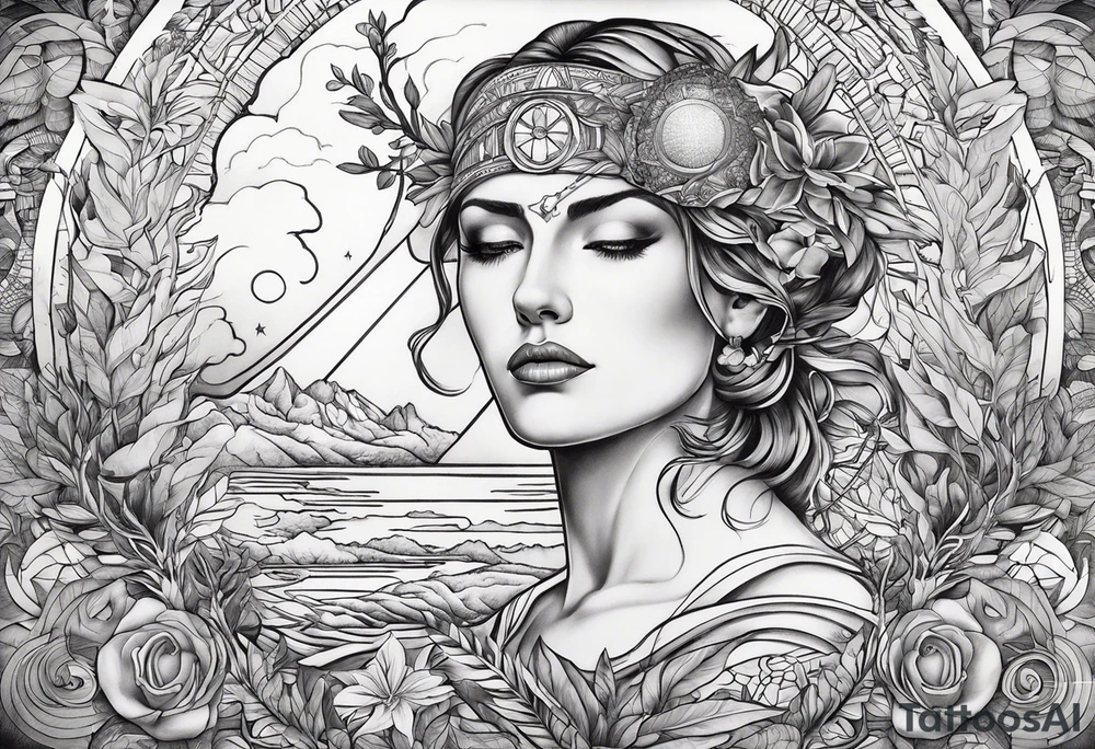 Atlas maçonnique avec branche acacia tattoo idea