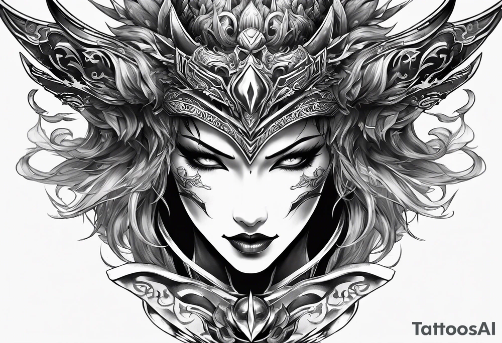 Yone league of legends mask and swords tattoo idea