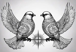 2 doves compas sun tattoo idea