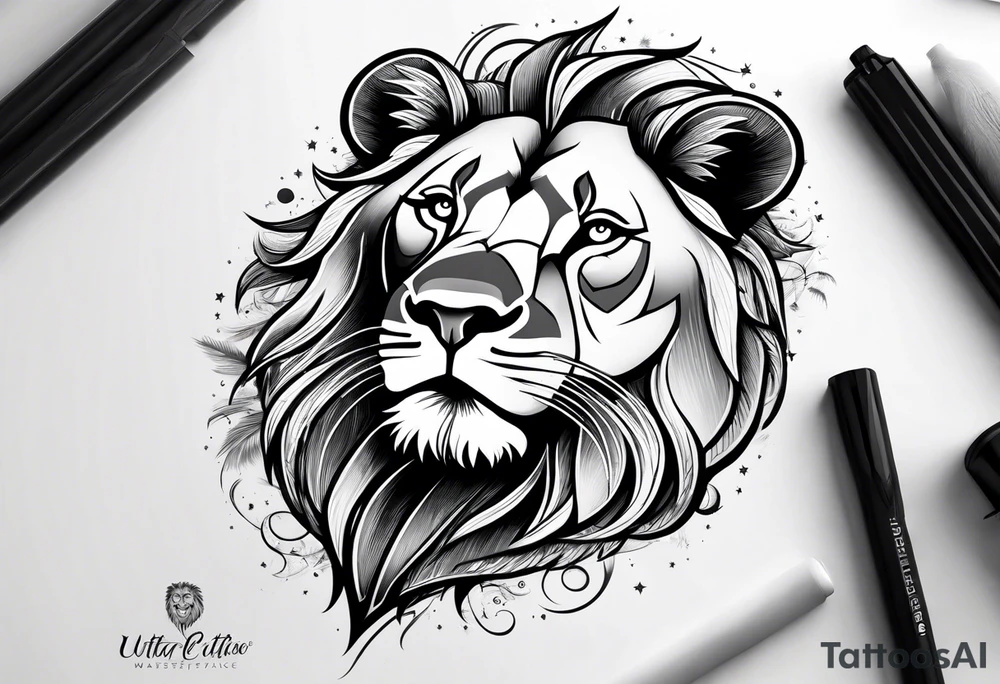 Lion in outerspace tattoo idea