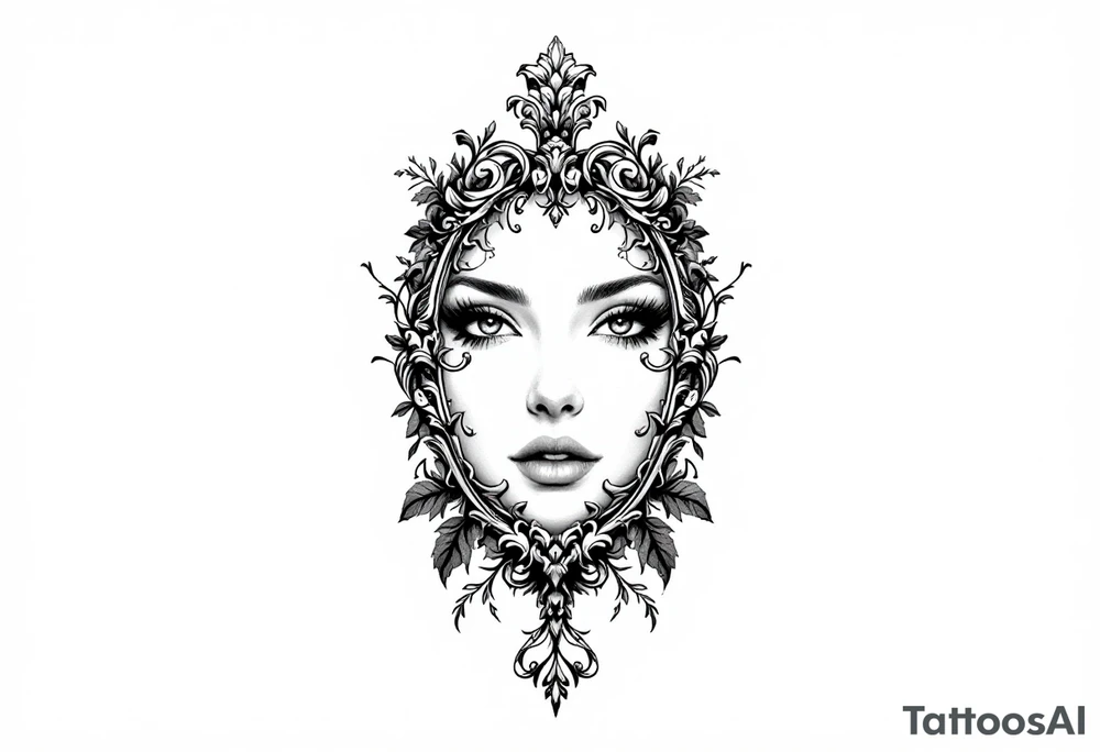 Goth mirror frame tattoo idea