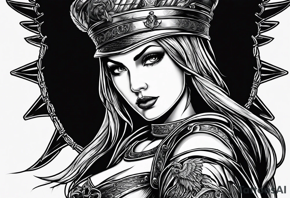 Female dark angel with sword tattoo idea