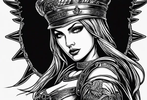 Female dark angel with sword tattoo idea