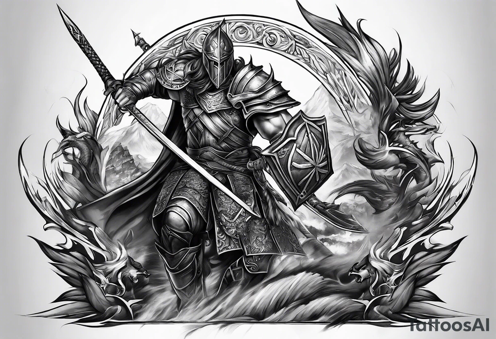 Warrior scene during midevil times tattoo idea