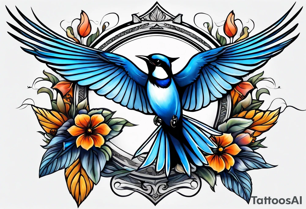 Swallow birds and blue jays flying tattoo idea