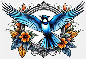 Swallow birds and blue jays flying tattoo idea