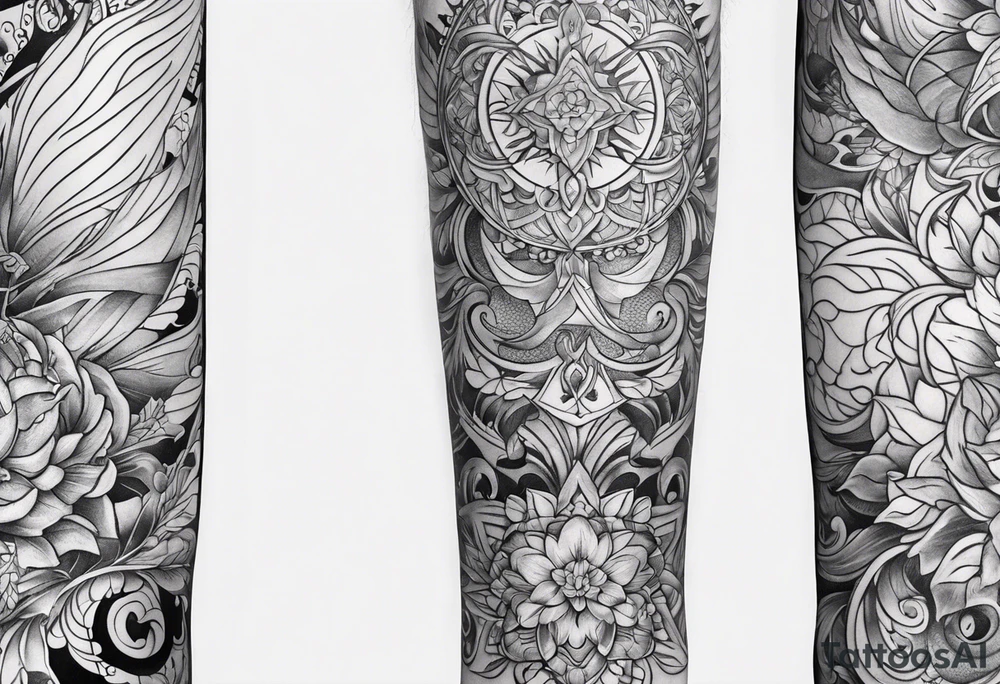 Full leg tattoo design rectangle tattoo idea