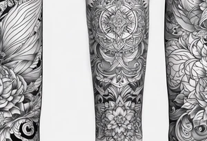 Full leg tattoo design rectangle tattoo idea