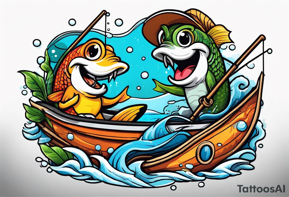 I wanted to say until we meet again with two people fishing tattoo idea