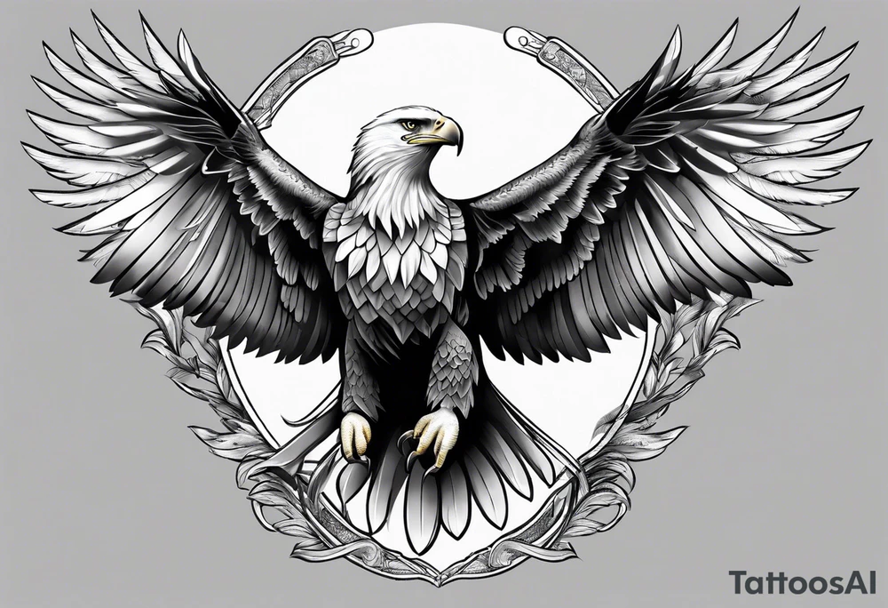 Realistic black and white eagle chest tattoo tattoo idea