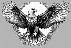 Realistic black and white eagle chest tattoo tattoo idea
