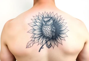Sunflower and owl design tattoo idea