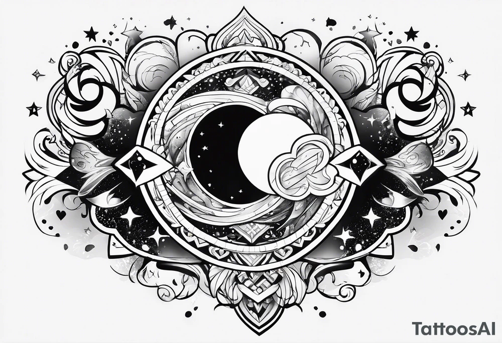 galaxy with hearts tattoo idea