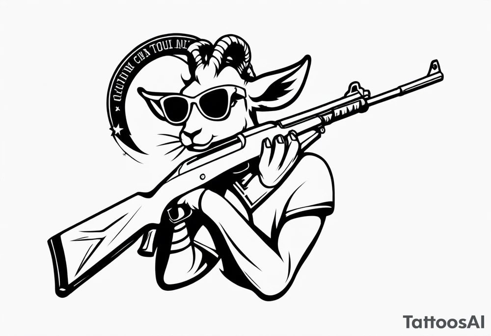capricorn with sunglasses holding a shotgun tattoo idea capricorn with sunglasses holding a shotgun tattoo idea
