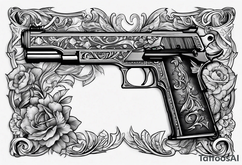 The letters AR with a pistol on each side tattoo idea