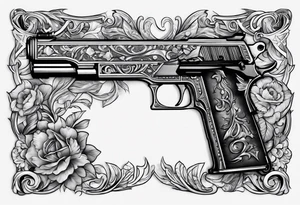 The letters AR with a pistol on each side tattoo idea