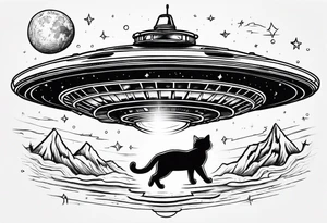 UFO abducting a cat tattoo idea