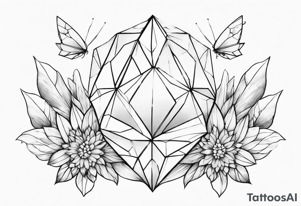 Crystal cluster with fairies tattoo idea