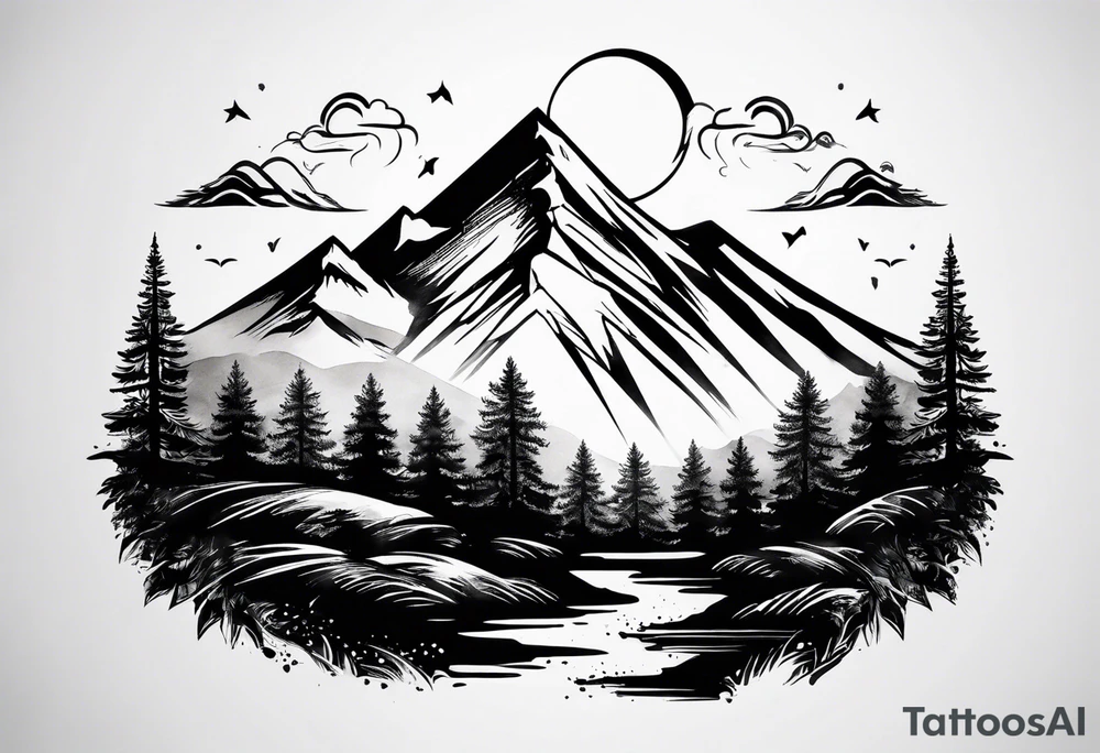Small
Black
Mountain 
Silhouette tattoo idea
