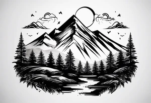 Small
Black
Mountain 
Silhouette tattoo idea