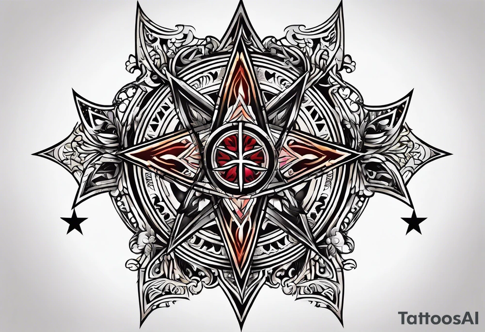 pentagram upsidedown cross tattoo idea