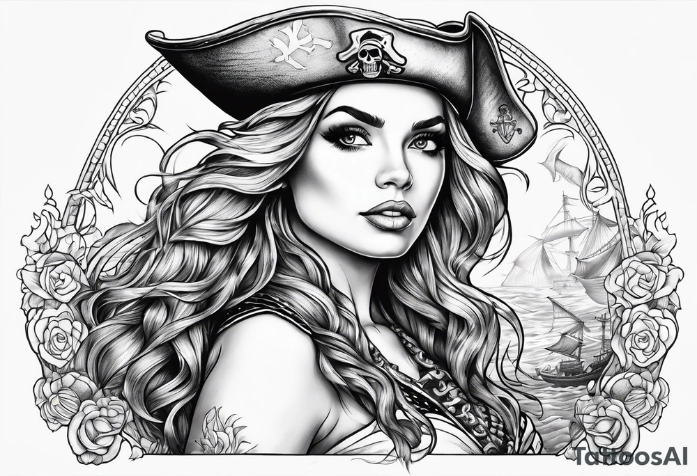 pirate mermaid tattoo idea