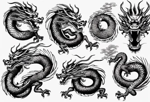 long chinese dragon with scales tattoo idea