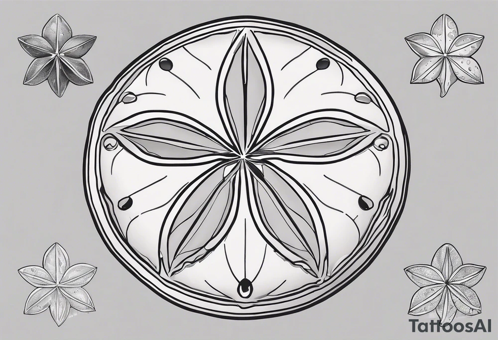 sand dollar fine line very detailed light gray tattoo idea