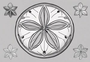 sand dollar fine line very detailed light gray tattoo idea